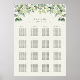 20x28" 16 Tables of 8 Wedding Seating Chart Poster