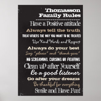 20x28 Chalk Personalised Family Rules House Sign