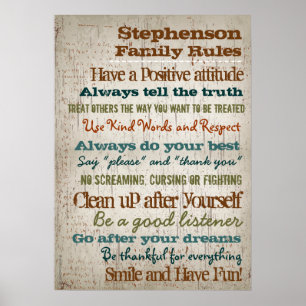 20x28 Personalised Family Rules House Sign