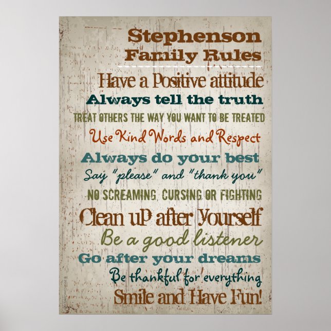 20x28 Personalised Family Rules House Sign (Front)