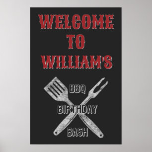 20x30 Backyard BBQ Birthday Party Welcome Sign