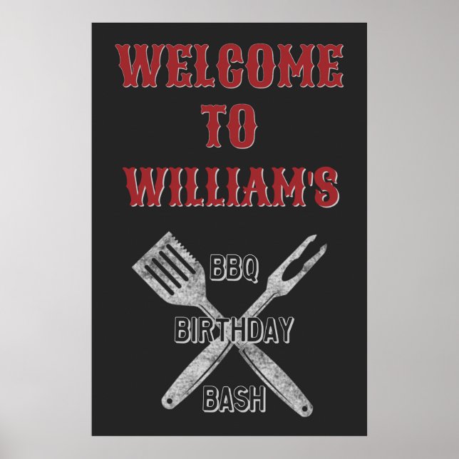 20x30 Backyard BBQ Birthday Party Welcome Sign (Front)