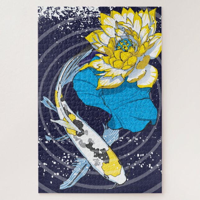 20x30 Koi and Lotus Puzzle for Colorblind People (Vertical)