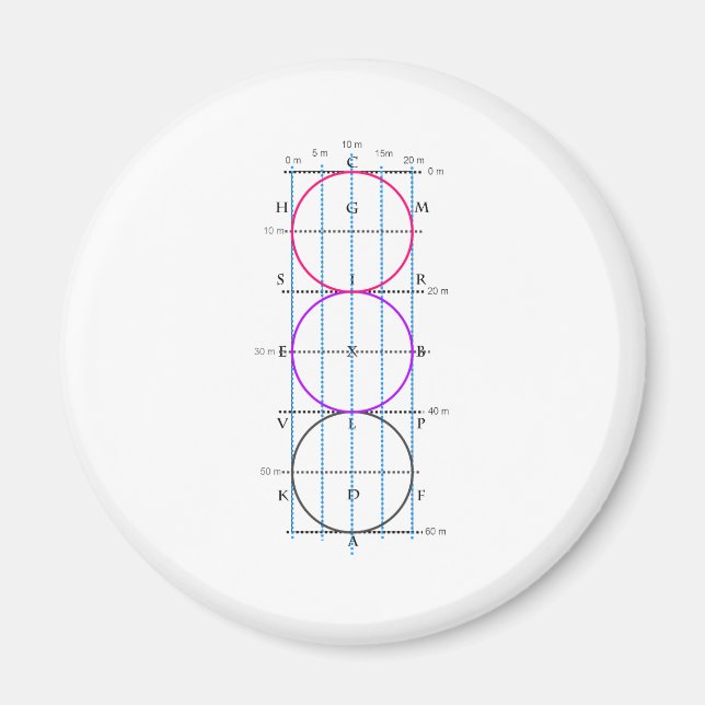 20x60m Dressage Court **Circles** Magnet (Front)