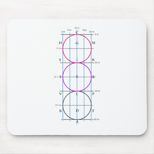 20x60m Dressage Court **Circles** Mouse Mat (Front)