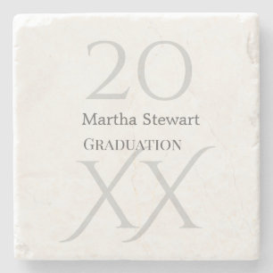 20XX bold le graduation name congrats school year Stone Coaster