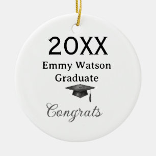 20XX bold letter congrats graduation name heart si Ceramic Tree Decoration