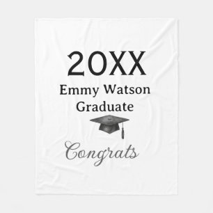 20XX bold letter congrats graduation name heart si Fleece Blanket