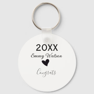 20XX bold letter congrats graduation name heart si Key Ring