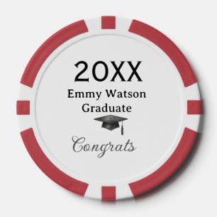 20XX bold letter congrats graduation name heart si Poker Chips