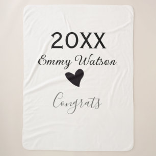20XX bold letter congrats graduation name heart si Sherpa Blanket