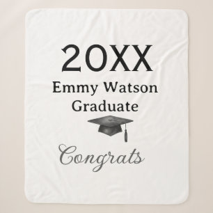 20XX bold letter congrats graduation name heart si Sherpa Blanket
