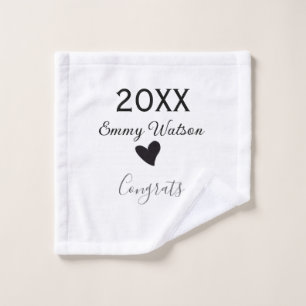 20XX bold letter congrats graduation name heart si Wash Cloth