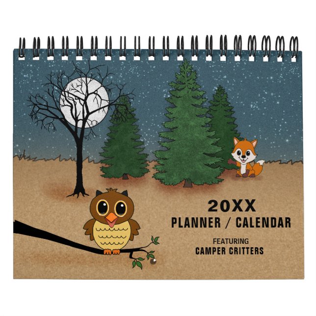 20XX Cute Camping Animal Pets RV Wildlife  Planner Calendar (Cover)
