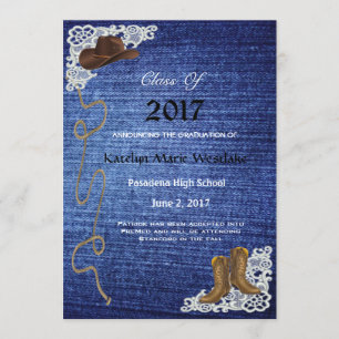 20XX Denim, Boots & Lace Graduation Announcement