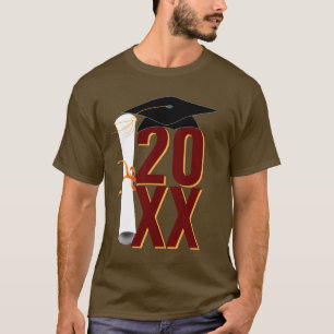 20XX Grad Cap and Diploma Graduation T-Shirt