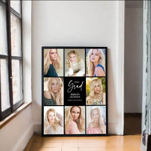 20XX Graduate Eight-Photo Black and White Poster