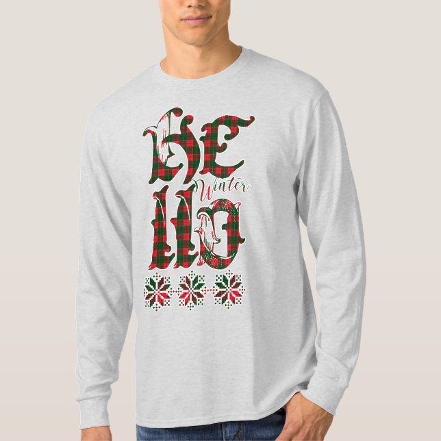 20XX Hello Winter Holiday Scotland Pattern T-Shirt (Front)