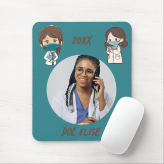 20XX New Year Cute Doctor Name and Photo Gift Mouse Mat