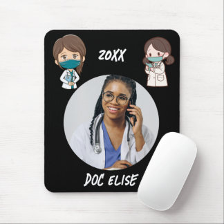 20XX New Year Cute Doctor Name and Photo Gift Mouse Mat