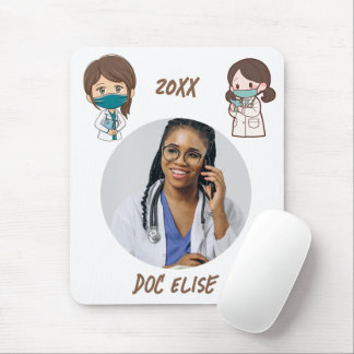 20XX New Year Cute Doctor Name and Photo Gift Mouse Mat