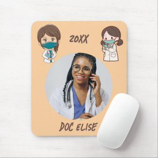 20XX New Year Cute Doctor Name and Photo Gift Mouse Mat