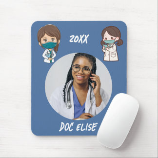 20XX New Year Cute Doctor Name and Photo Gift Mouse Mat