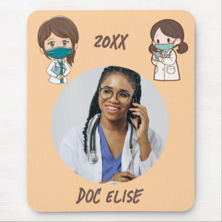 20XX New Year Cute Doctor Name and Photo Gift Mouse Mat