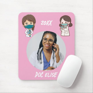 20XX New Year Cute Doctor Name and Photo Gift Mouse Mat