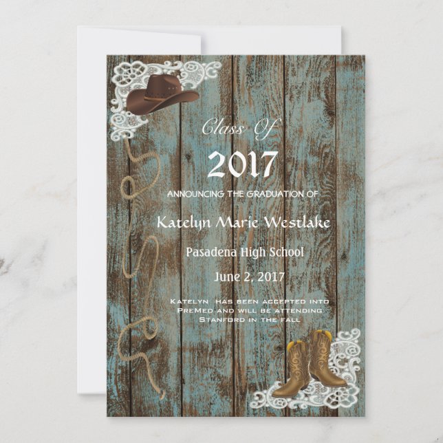 20XX Rustic, Boots & Lace Graduation Announcement (Front)