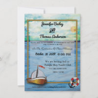 20XX Sail Boat Watercolor  Wedding Invitation