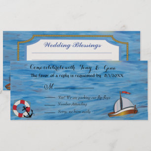 20XX Sail Boat Watercolor Wedding RSVP Cards