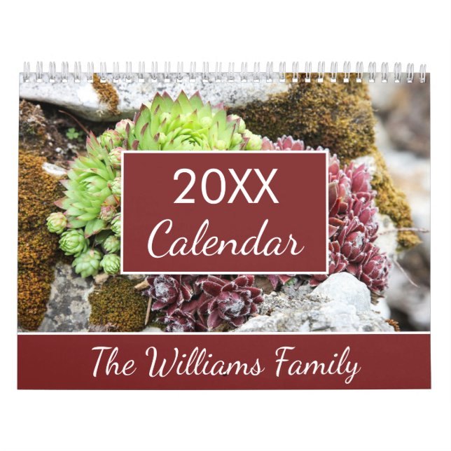 20XX Succulents Cactus Lovers Personalised Monthly Calendar (Cover)