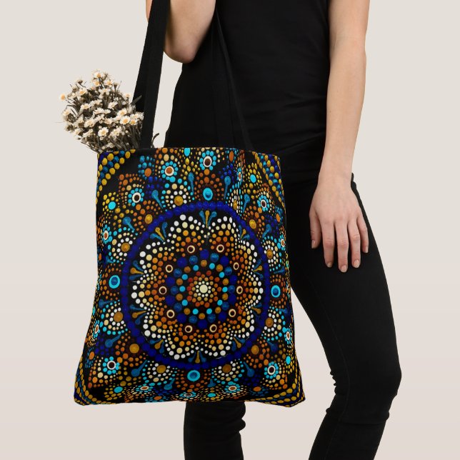 210 -Blue and Gold Mandala -  Tote Bag (Close Up)