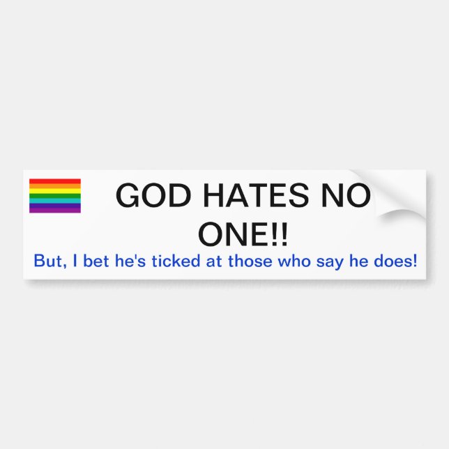 210px-Gay_flag_7_svg, GOD HATES NO ONE!!, But, ... Bumper Sticker (Front)