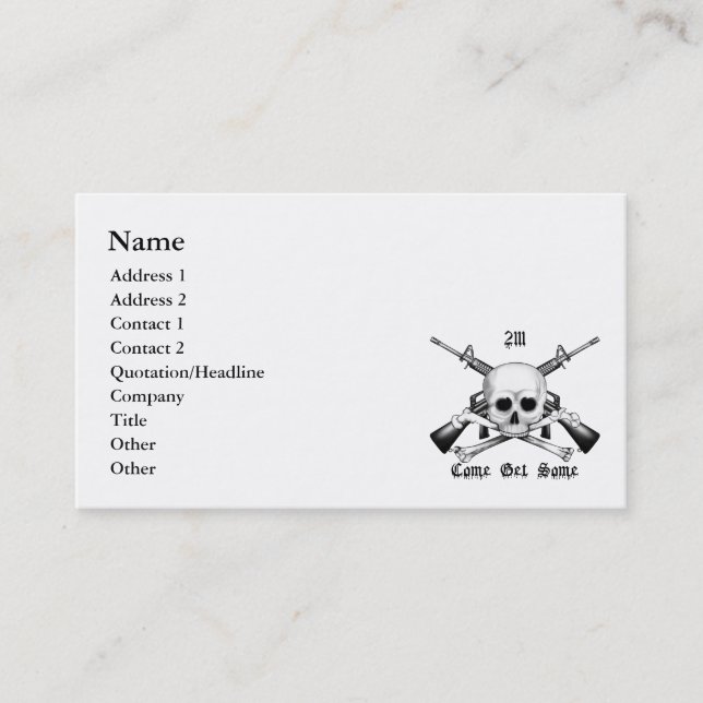 2111 Armorer Come Get Some Business Cards (Front)