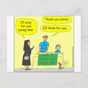 215 Atheist I'll think for you-colour cartoon Postcard
