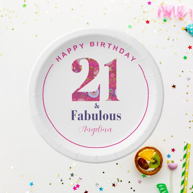 21 and Fabulous 21st Birthday Paper Plate (Creator Uploaded)