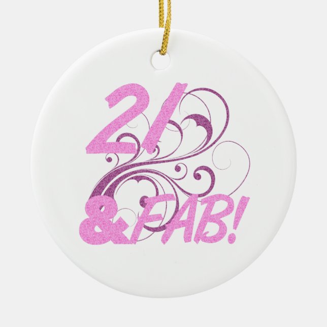 21 And Fabulous Birthday Ceramic Tree Decoration (Front)