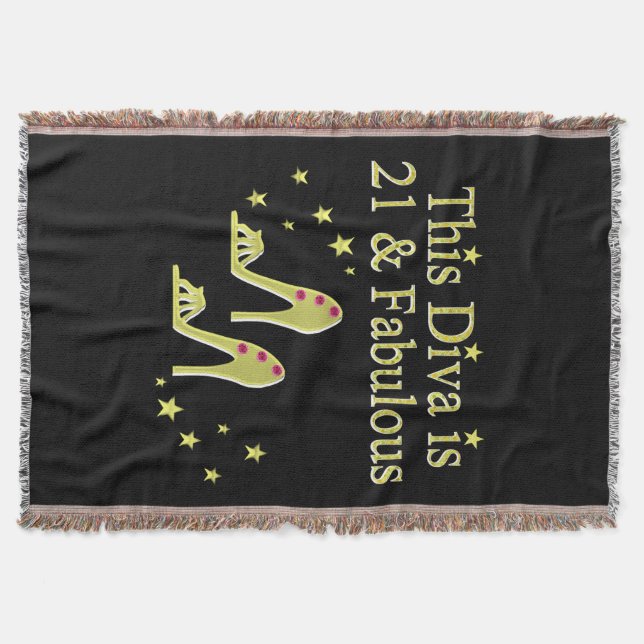 21 AND FABULOUS GOLD SHOE QUEEN DESIGN THROW BLANKET (Front)