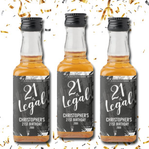 21 and Legal Black Grey Camo Custom Mini Liquor Bottle Label