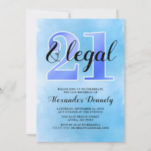 21 and Legal Blue Invitation