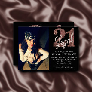 21 and Legal Copper Rose Gold Photo Keepsake Invitation
