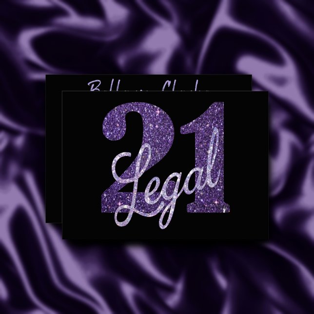 21 and Legal | Faux Purple Glitter 21st Birthday Invitation (Creator Uploaded)