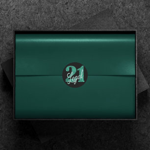 21 and Legal   Green Faux Glitter 21st Birthday Classic Round Sticker