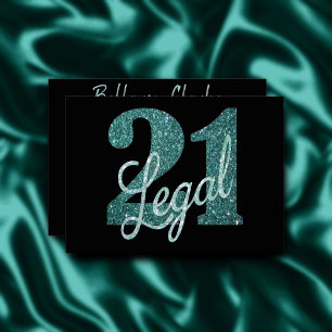 21 and Legal   Green Faux Glitter 21st Birthday Invitation