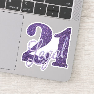 21 and Legal Purple Glitter Chic 21st Birthday