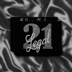 21 and Legal   Silver Faux Glitter 21st Birthday Invitation