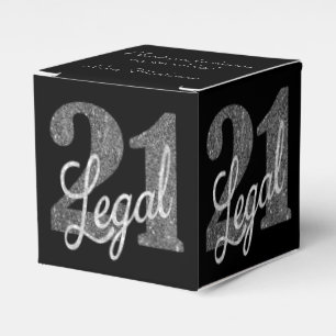 21 and Legal   Silver Glitzy 21st Birthday Party Favour Box