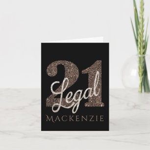 21 and Legal Taupe Glitter 21st Birthday Card